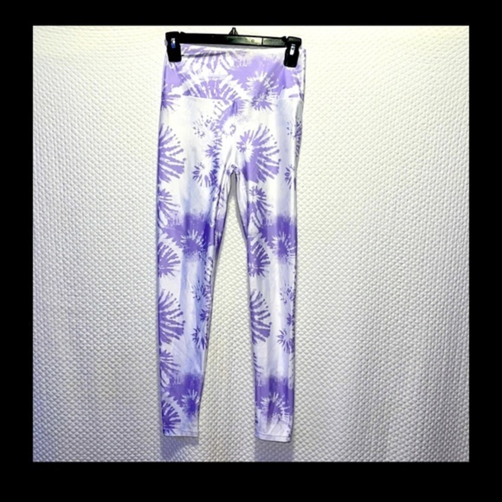 🍇 KYODAN Lavender Tie Dye Women's TP/XS High Waist 25" Yoga Pants Ankle Le…